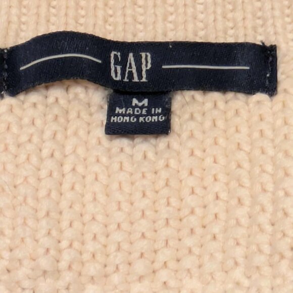Gap Knitted 6 Button Cardigan Womens M Cream w/ Elastic Waist & Sleeves Cuffs - Picture 9 of 11